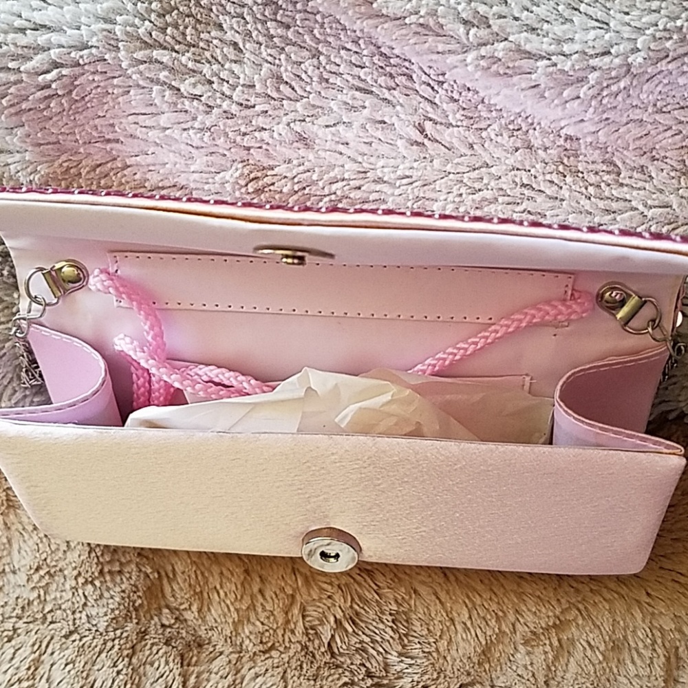 Snazzy pink sequined handbag NWOT - Picture 5 of 6